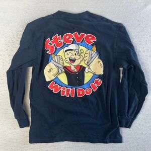 Full Send SteveWillDoIt Popeye Long Sleeve‎ Shirt Mens Medium Black Graphic Tee